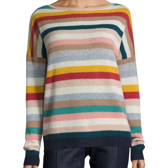100% Cashmere Rainbow Stripe Sweater XS - Picture 5 of 6